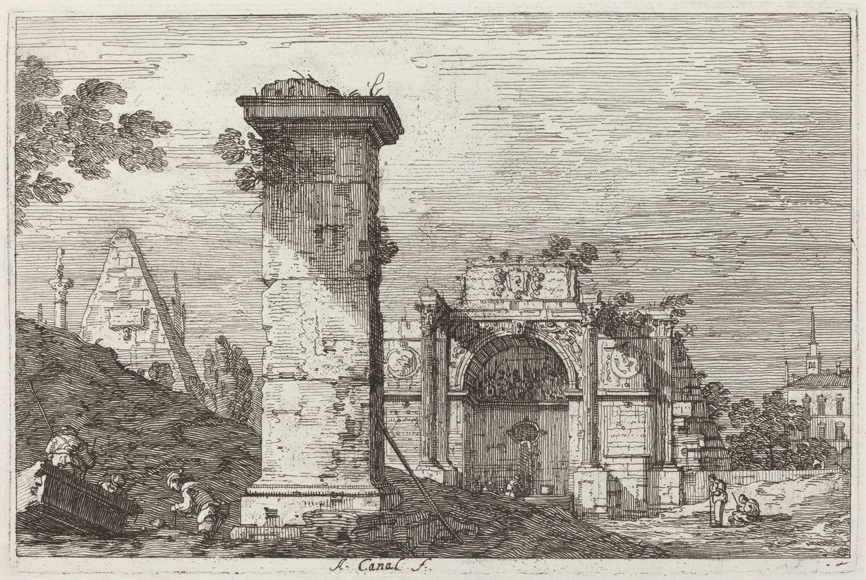Yıkılmış Anıtlarla Peyzaj [sağda] by Canaletto