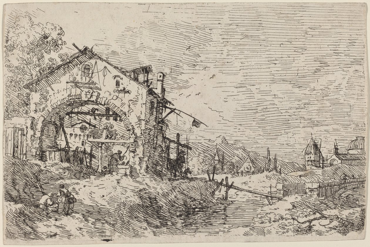 Kuyuda Bir Kadınla Manzara by Canaletto