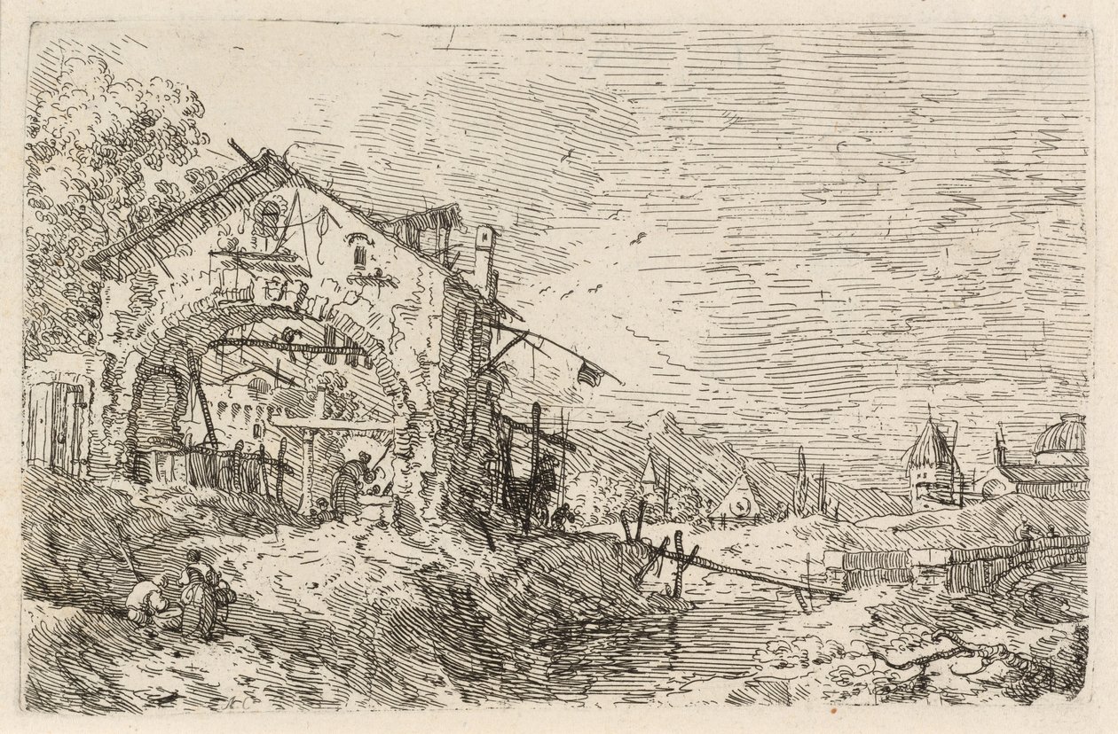 Kuyuda Bir Kadınla Manzara, c. 1740. by Canaletto
