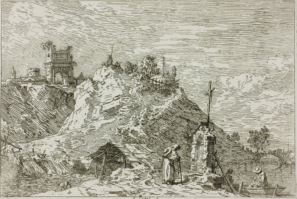 Vedute'den Duada Hacı ile Manzara by Canaletto
