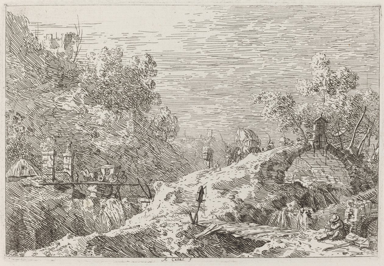 Beş Köprülü Dağ Manzarası [sağ alt] by Canaletto