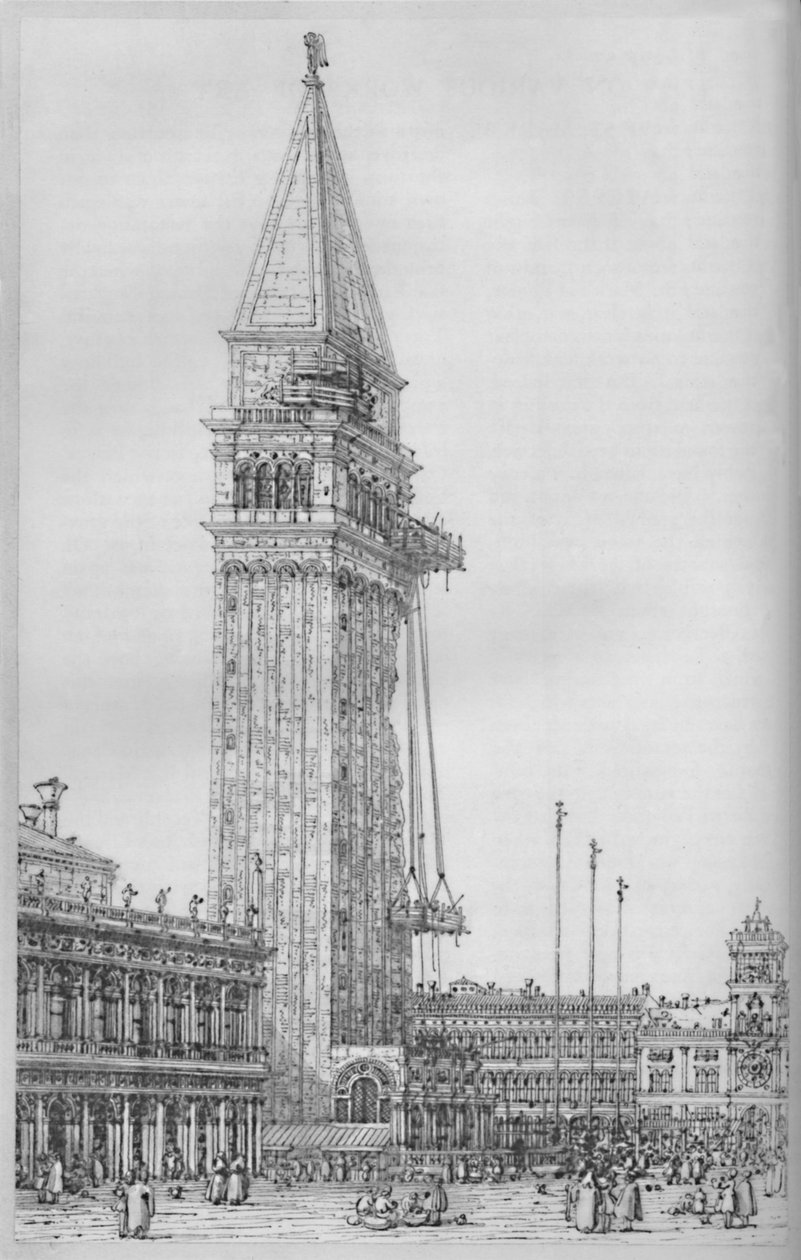 Campanile of St. Marks Onarımdan Geçerken, 1745, 1903 by Giovanni Antonio Canal
