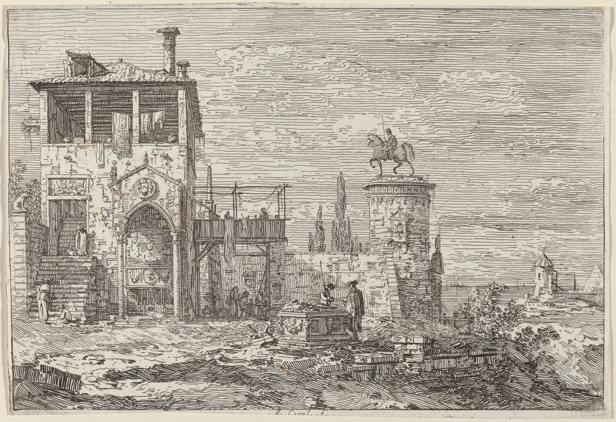 Binicilik Anıtı, c. 17351746. by Canaletto