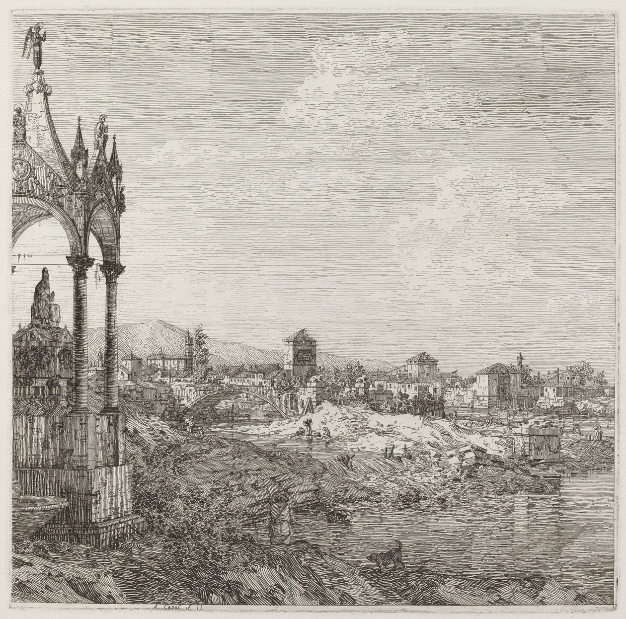 Piskopos Mezarı Olan Bir Kasabanın Görünümü by Canaletto