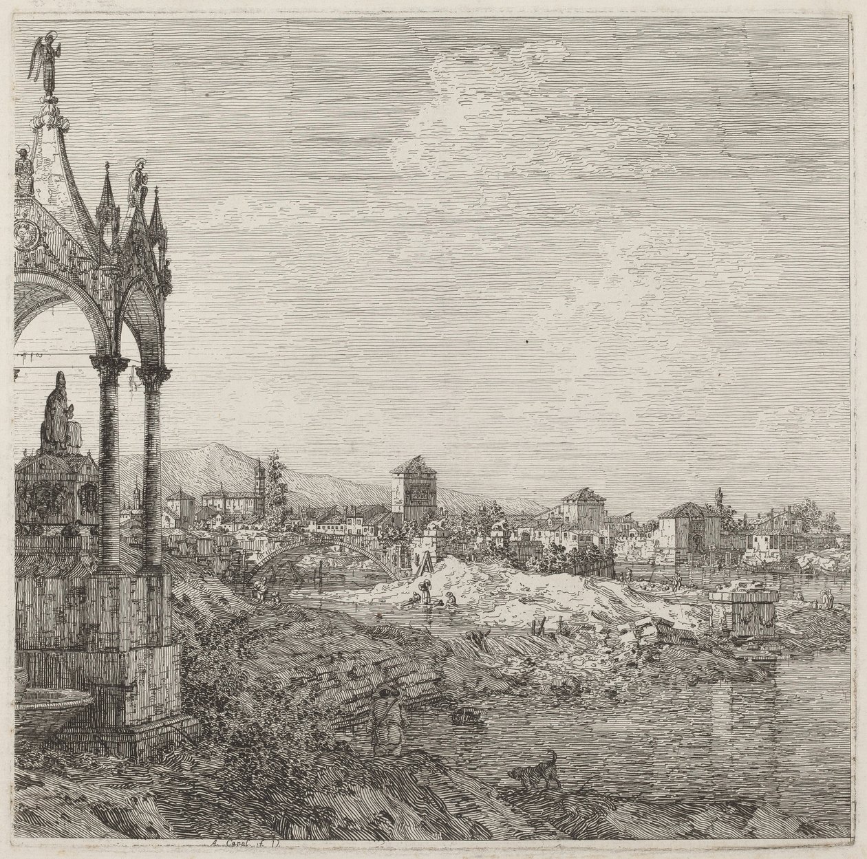 Piskopos Mezarı Olan Bir Kasabanın Görünümü by Canaletto