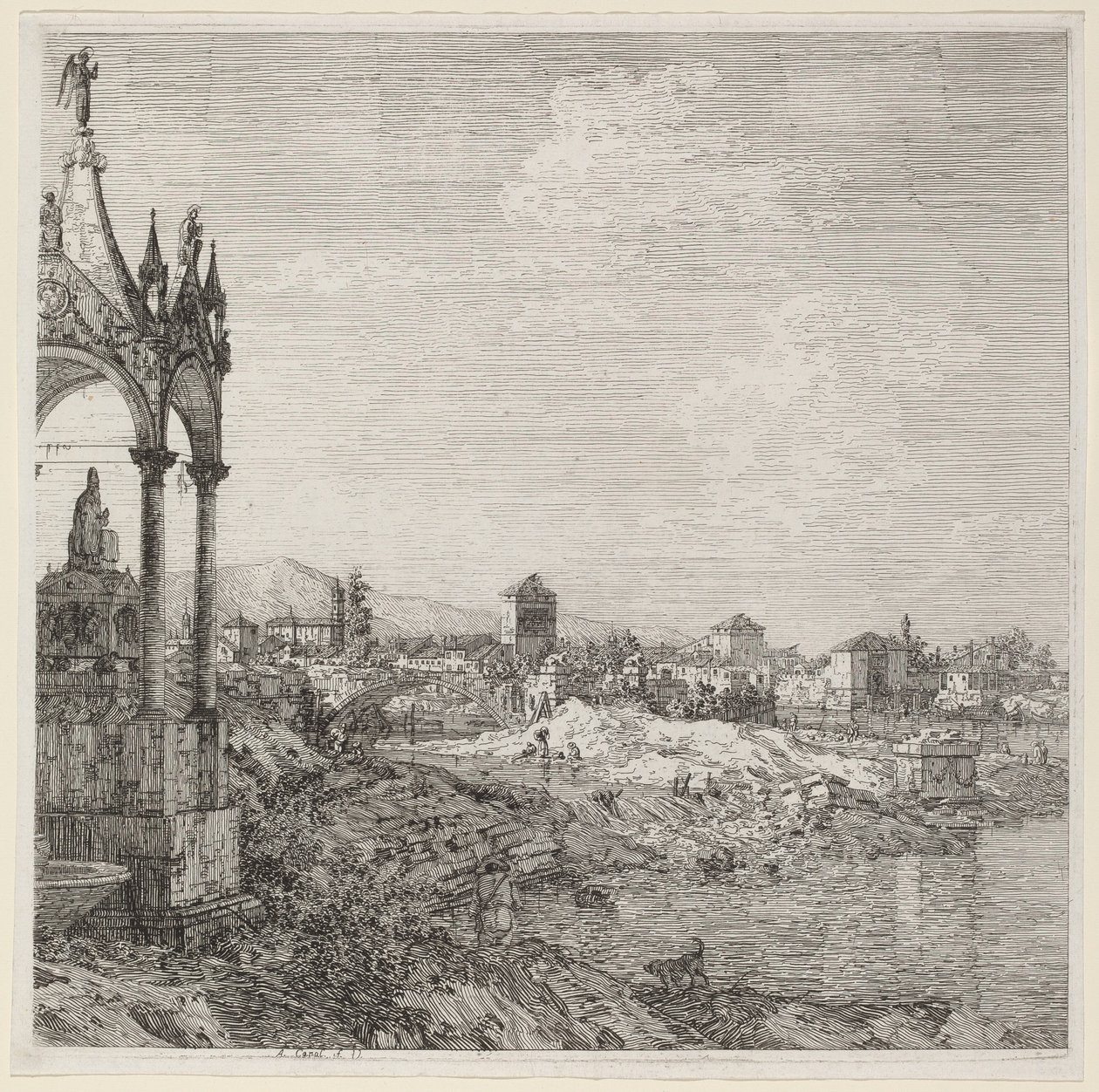 Piskopos Mezarı Olan Bir Kasabanın Görünümü, c. 1740. by Canaletto