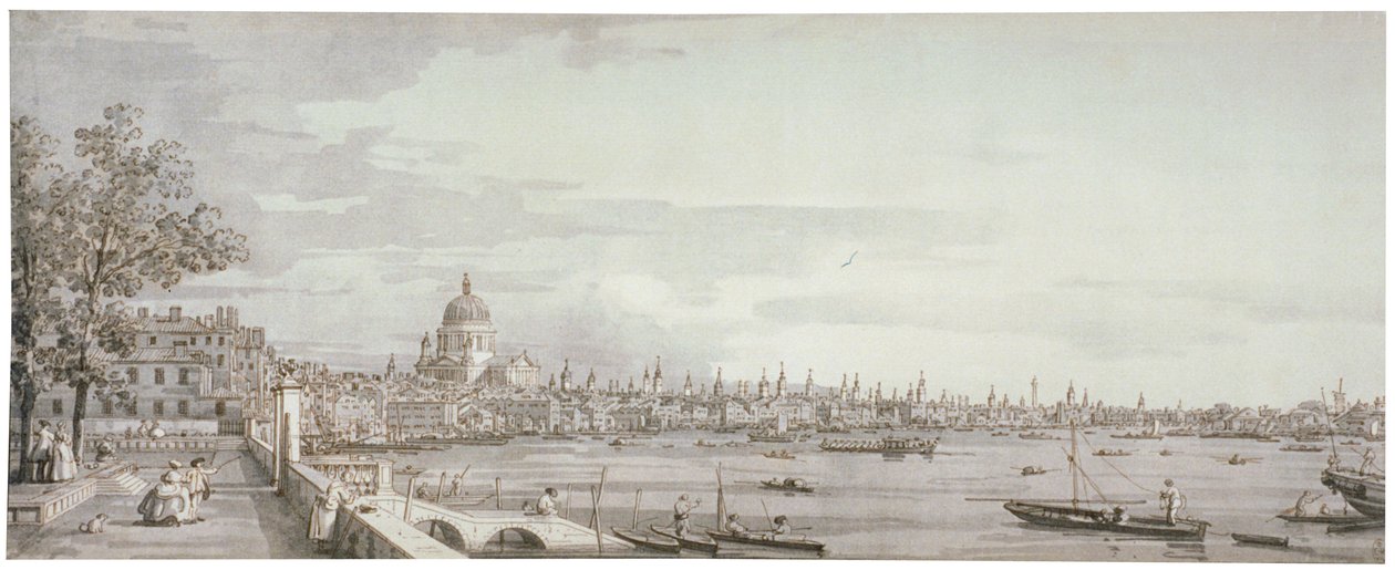 Thames Nehri manzarası, Londra, c1750 by Canaletto