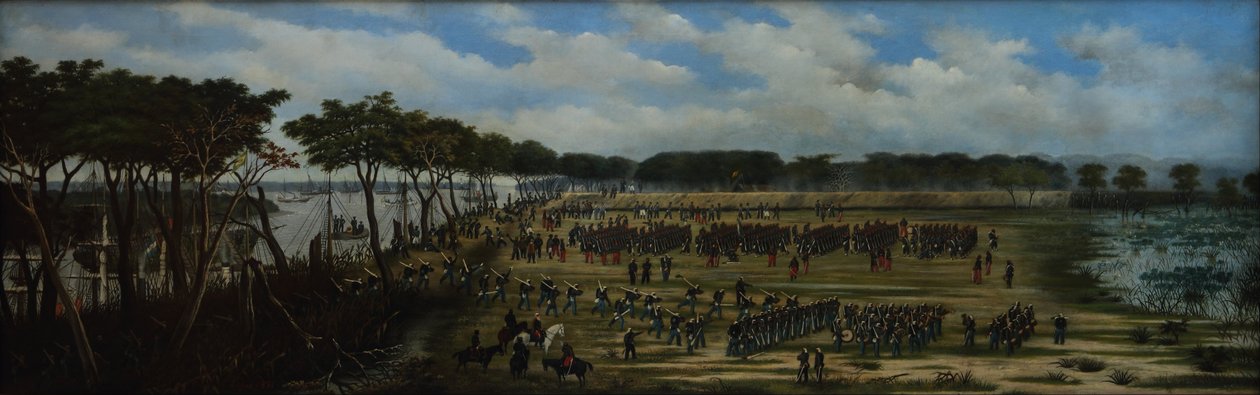 Desembarco del Ejercito Argentino frente a las trincheras de Curuzu  by Candido Lopez
