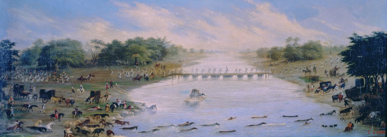 Riachuelo Nehri'ni geçerken, Buenos Aires, Arjantin by Candido Lopez