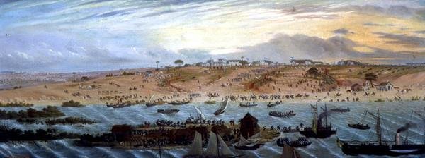 Arjantinli Birliklerin 'Paso de los Libres' üzerine bindirilmesi by Candido Lopez