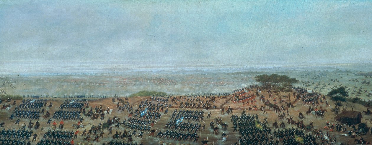 Üçlü İttifak Savaşı'nı tasvir eden resimlerden 'Pasaje del Ayui por el paso Ayala' by Candido Lopez