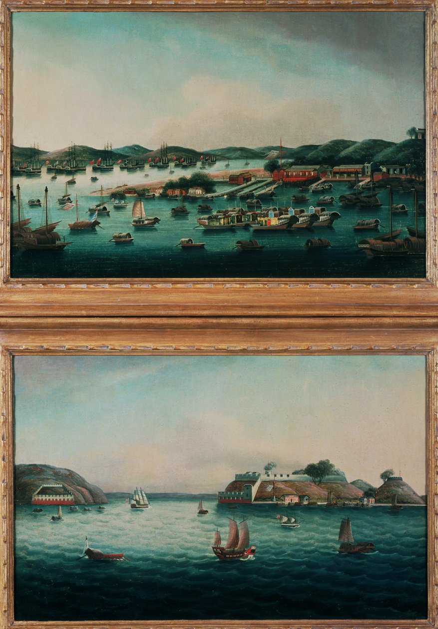 Hong Kong Limanı ve Kaplanın Ağzı by Cantonese School
