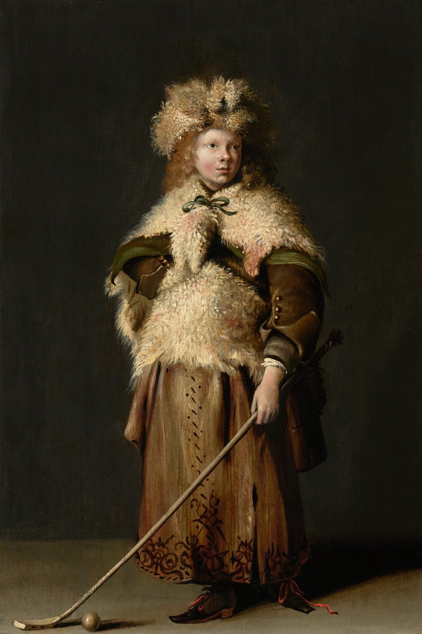 Moses ter Borch Kolf Sopası Tutarken, c.1655 (panel üzerine yağlıboya) by Capt. Frederick Parr