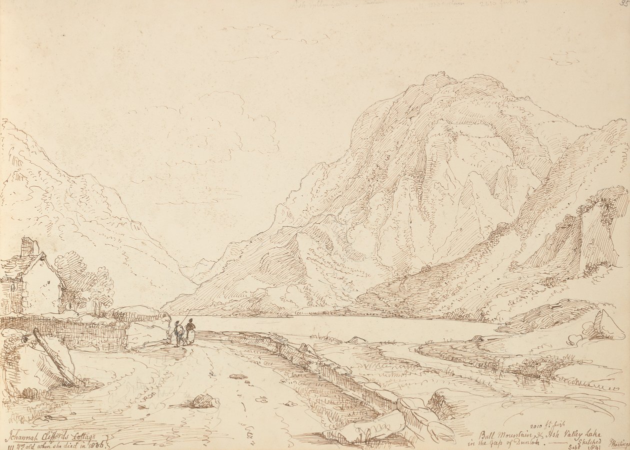 Dunloh Geçidi'ndeki Bull Dağı ve Ash Valley Gölü, Eylül 1841 by Capt. Thomas Hastings