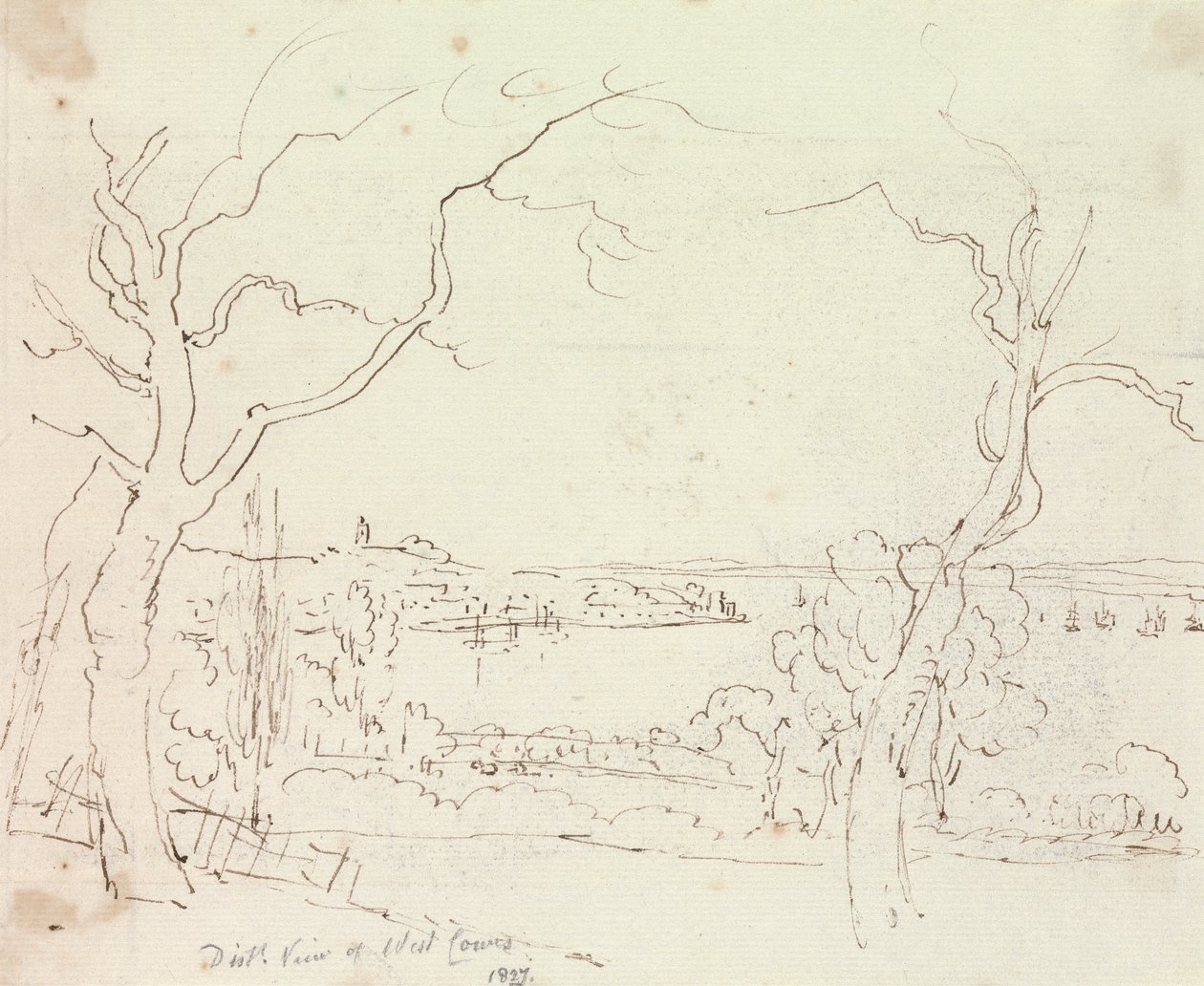 West Cowes'ın Uzak Görünümü, Wight Adası by Capt. Thomas Hastings