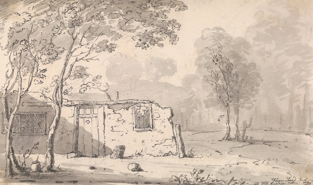 Flamstead End, Cheshunt yakınlarındaki Old Ruskin's Cottage, Mayıs 1814 by Capt. Thomas Hastings