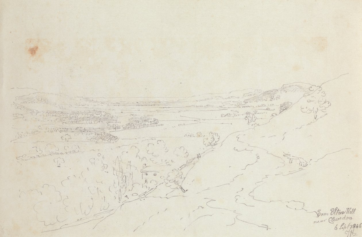 Clevedon yakınlarındaki Elton Tepesi'nden, 6 Eylül 1845 by Capt. Thomas Hastings