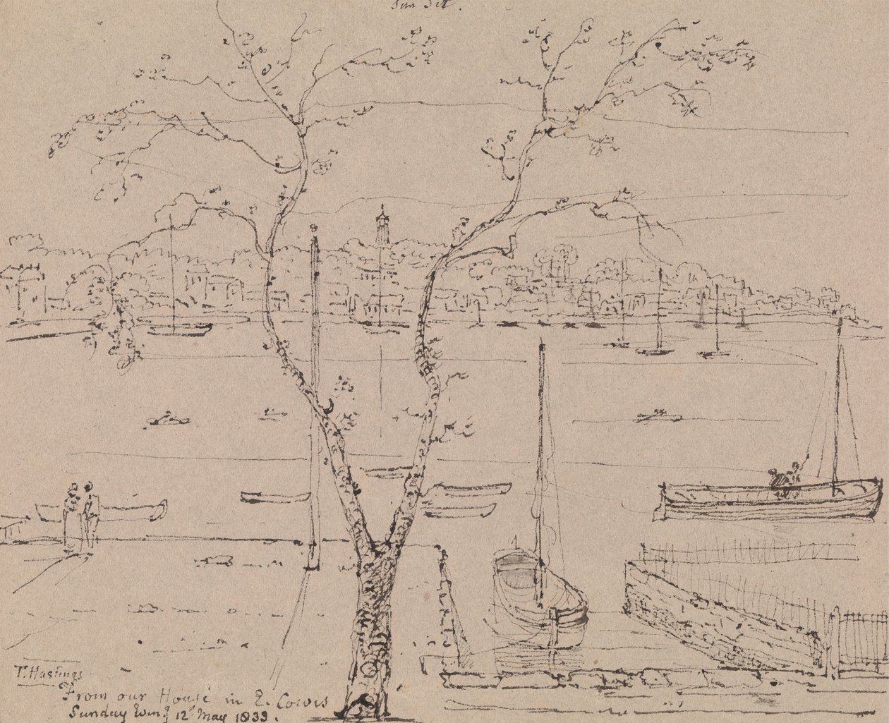 East Cowes'daki Evimizden, Pazar Akşamı, 12 Mayıs 1833 by Capt. Thomas Hastings