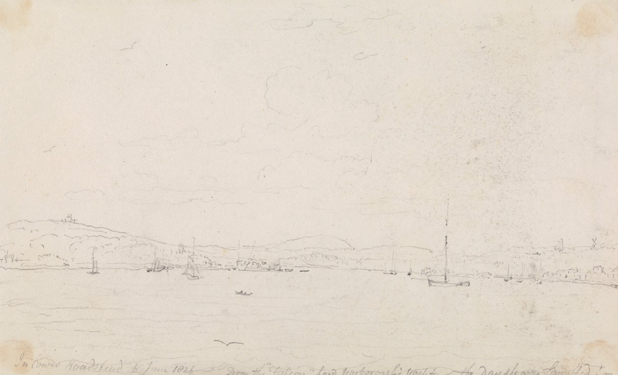 Cowes Roadstead'de, 6 Haziran 1826, 'Falcon'dan, Lord Yarborough'nun Denize İndiği Gün Yatı by Capt. Thomas Hastings