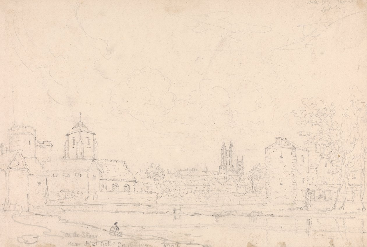 West Gate, Canterbury yakınlarındaki Stour'da by Capt. Thomas Hastings