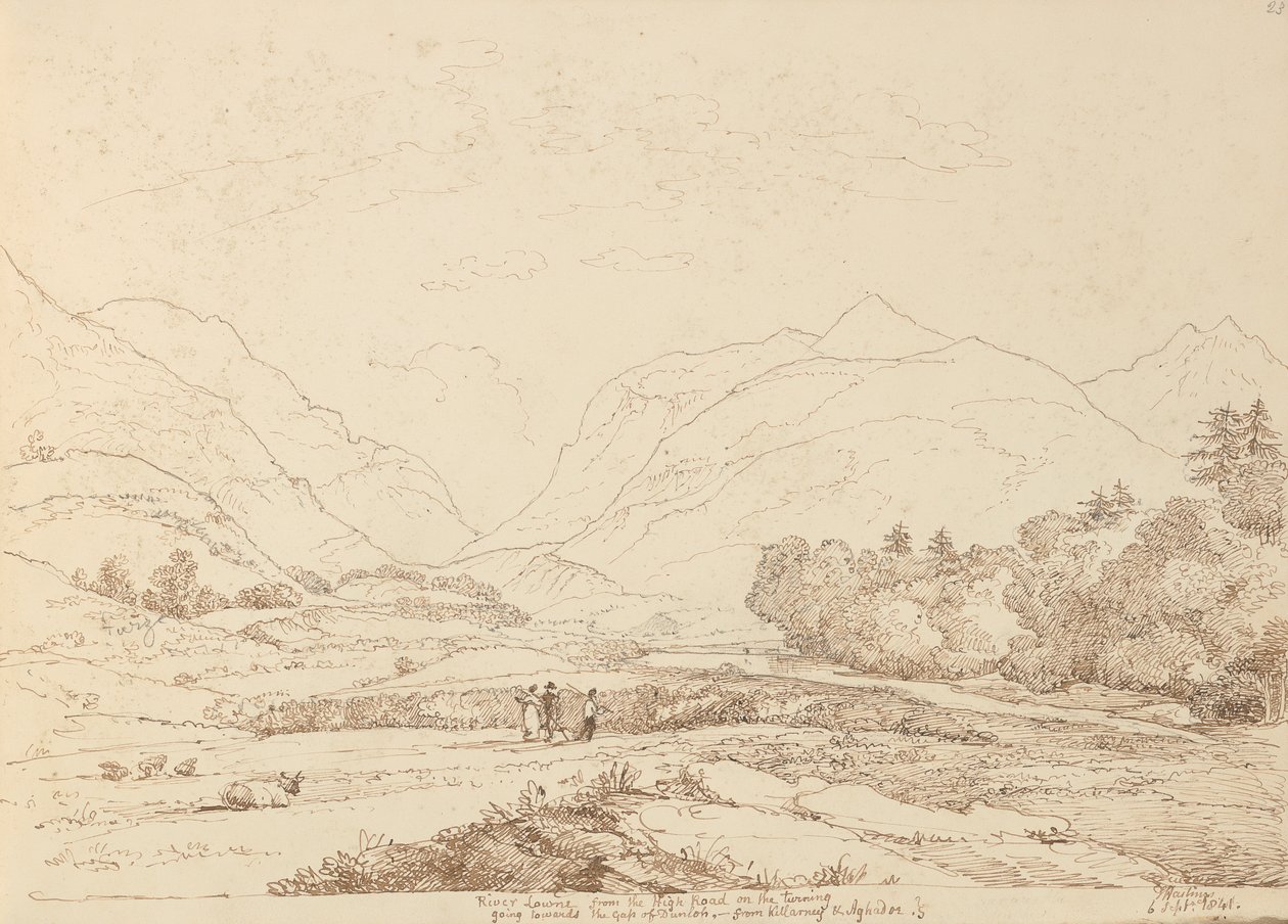 Killarney & Aghadoe'dan High Road'dan Laune Nehri, 6 Eylül 1841 by Capt. Thomas Hastings