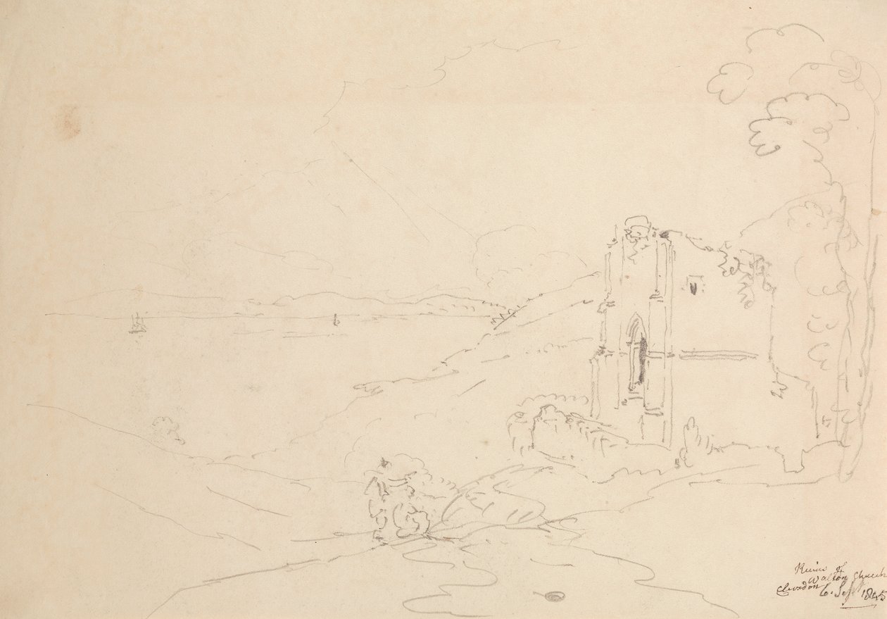 Walton Kilisesi Harabeleri, Clevedon, 6 Eylül 1845 by Capt. Thomas Hastings