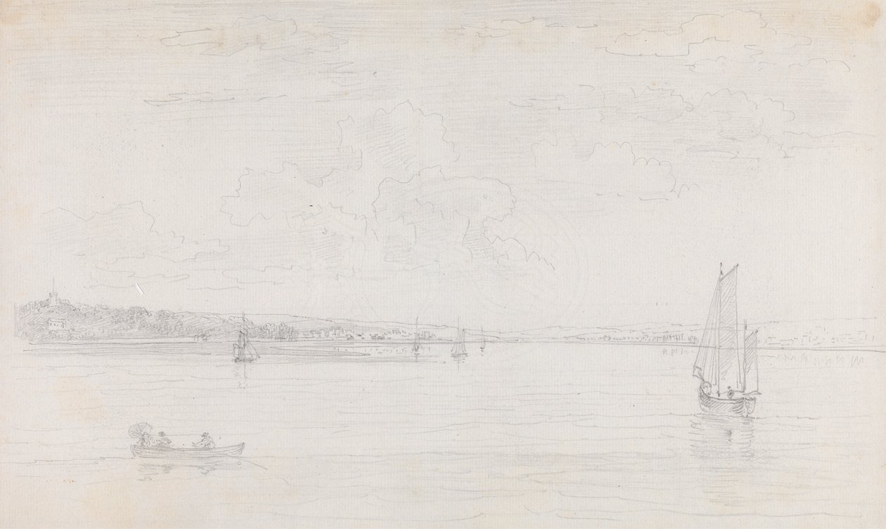 Solent'ten Cowes, Wight Adası'nın taslağı by Capt. Thomas Hastings