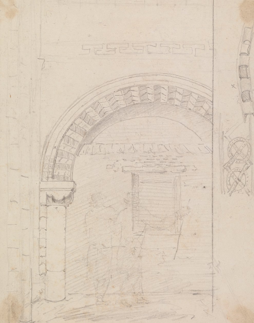 Taş Kemerin Altında Duran Figürlerin Taslağı by Capt. Thomas Hastings