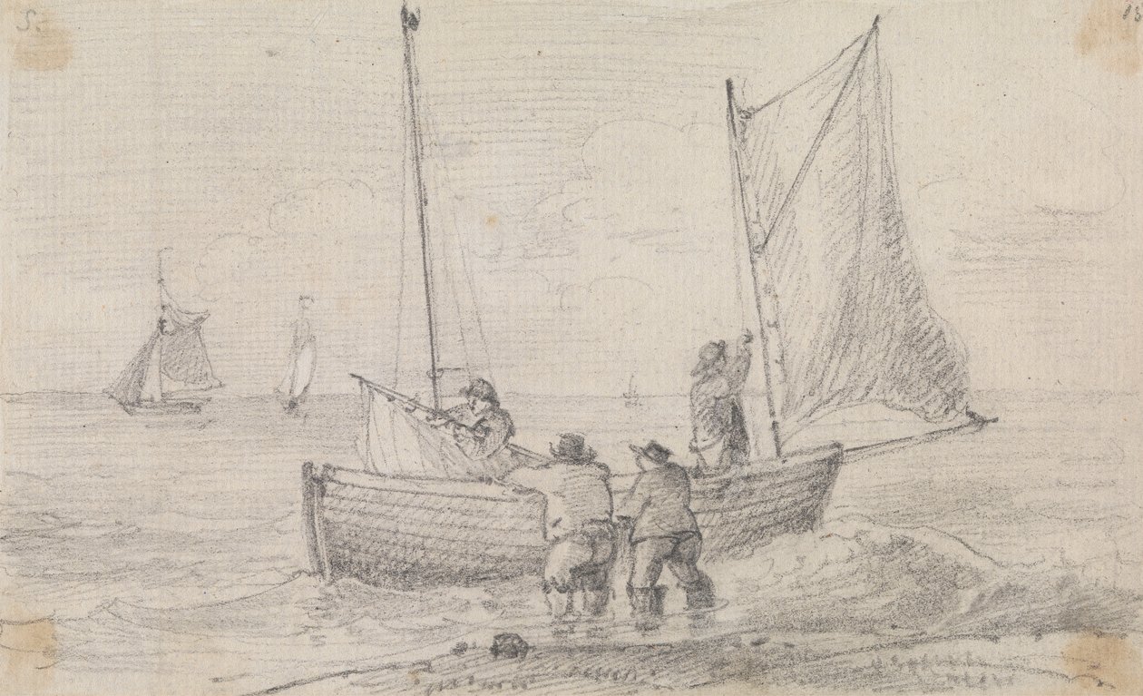 Kıyıya Yakın Yelkenleri Hazırlayan Bir Grubun Taslağı, Hastings by Capt. Thomas Hastings