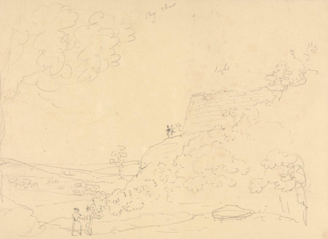Bir Hillside Bastion Taslağı, Wight Adası by Capt. Thomas Hastings