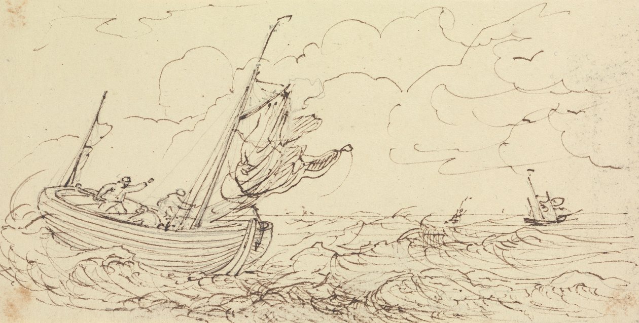 Fırtınalı Bir Denizde Bir Gemi Taslağı by Capt. Thomas Hastings