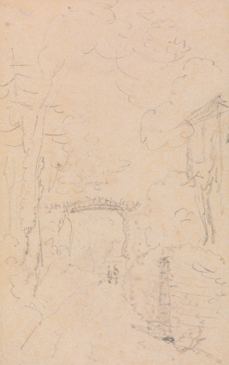 Ağaçlarla Sıralanmış Bir Yol ve Köprü Taslağı, Shorwell by Capt. Thomas Hastings