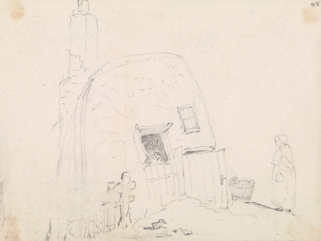 Bir Kulübenin Yanında Bir Kadın Taslağı by Capt. Thomas Hastings