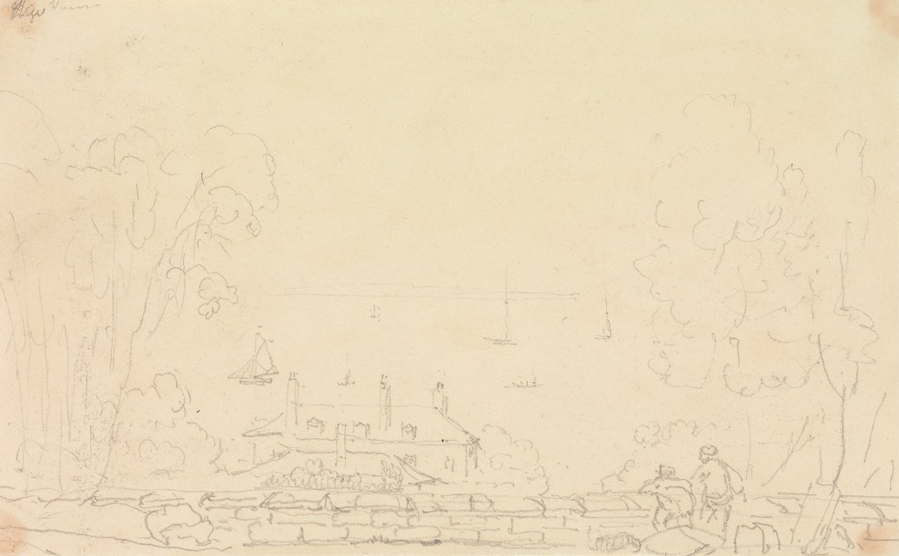 Shore, Isle of Wight yakınlarındaki bir Emlak Evi taslağı by Capt. Thomas Hastings