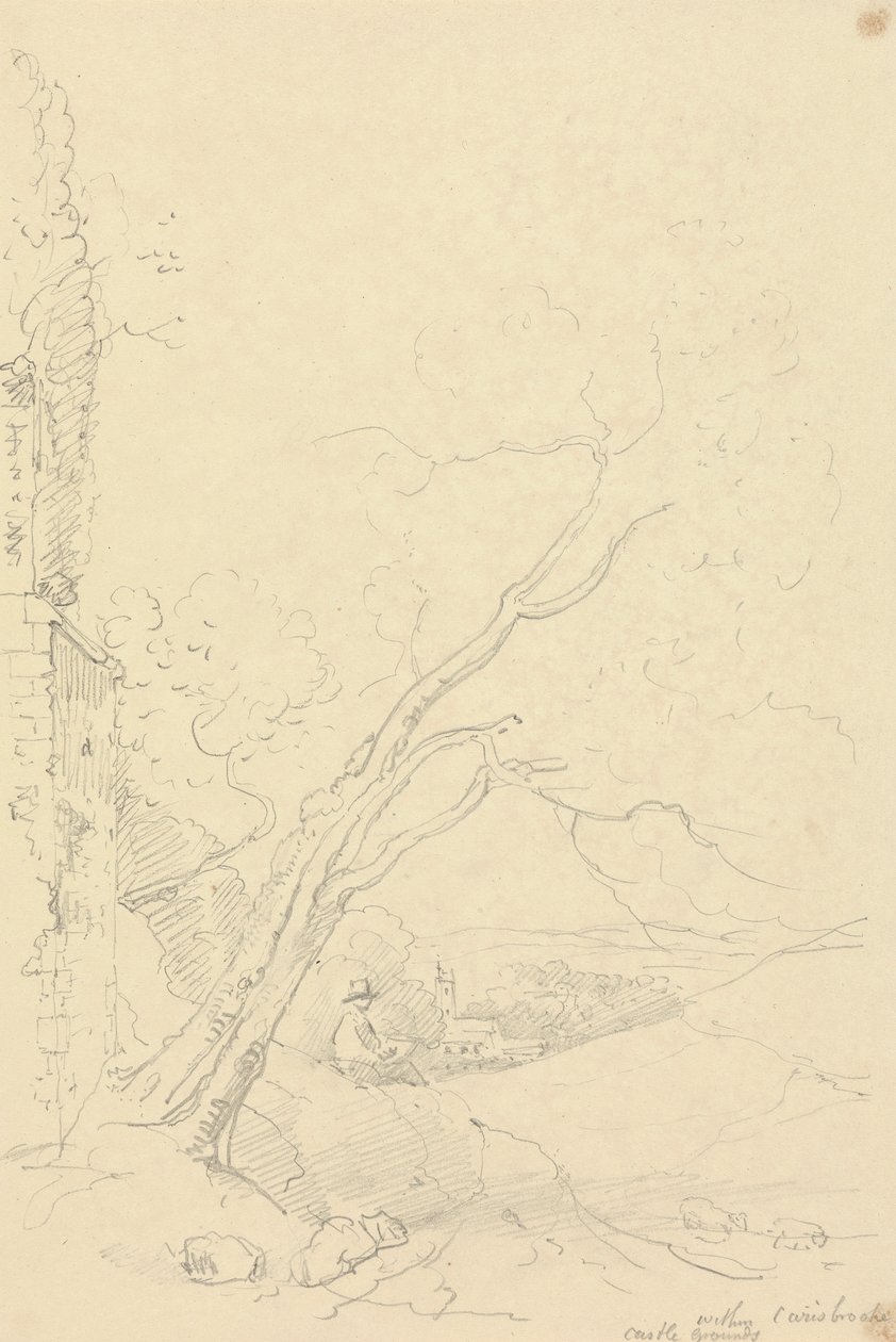 Carisbrooke Castle Grounds içinde, Wight Adası by Capt. Thomas Hastings
