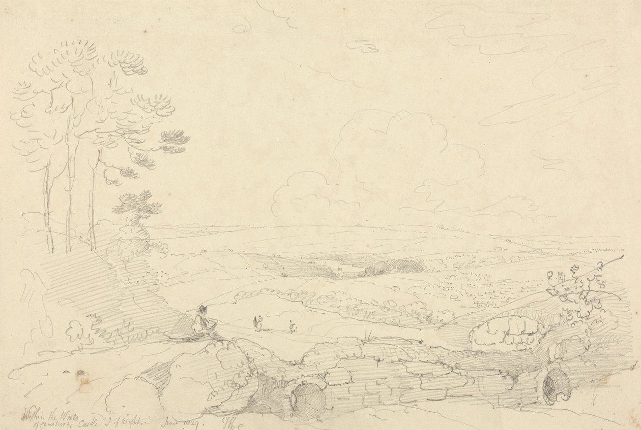 Carisbrooke Kalesi Duvarları İçinde, Wight Adası, Haziran 1829 by Capt. Thomas Hastings