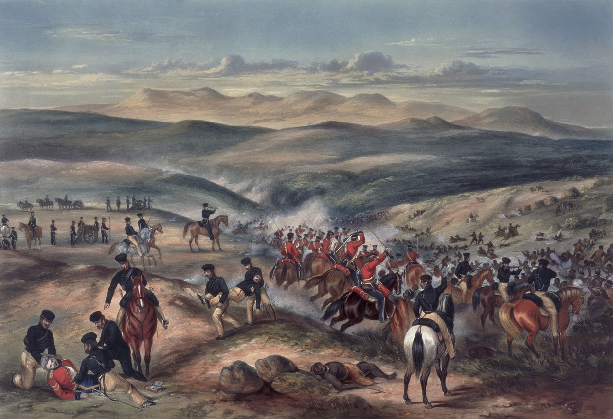 Gwanga Savaşı, Ümit Burnu, 8 Haziran 1846 (renkli aquatint) by Captain Carey