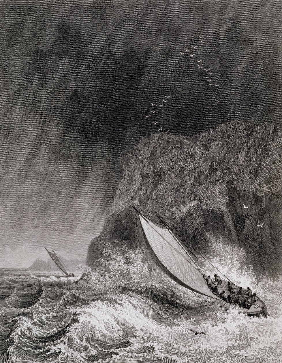 Bir kar fırtınasında Walden Adası açıklarında tekneler, 12 Ağustos 1827, Journal of a Third Voyage for the Discovery of a Third Voyage for the Atlantic