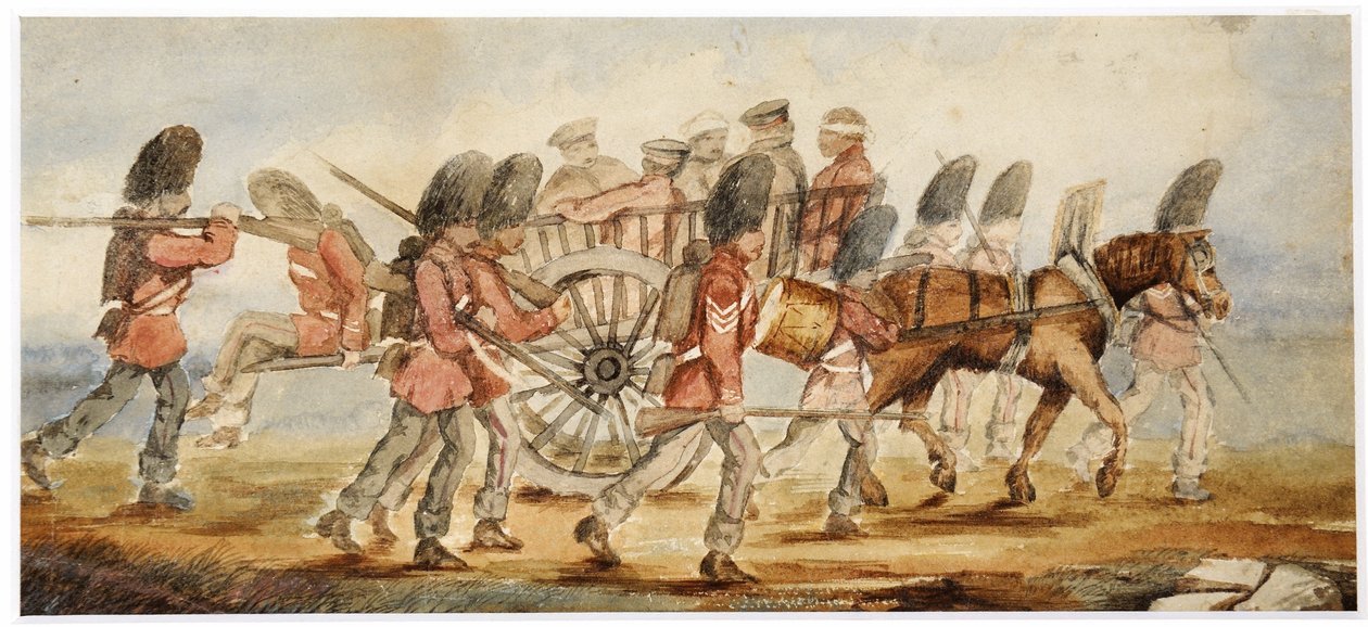 Yaralılar Inkermann (wc) alanından taşınıyor by Captain Hedley Vicars