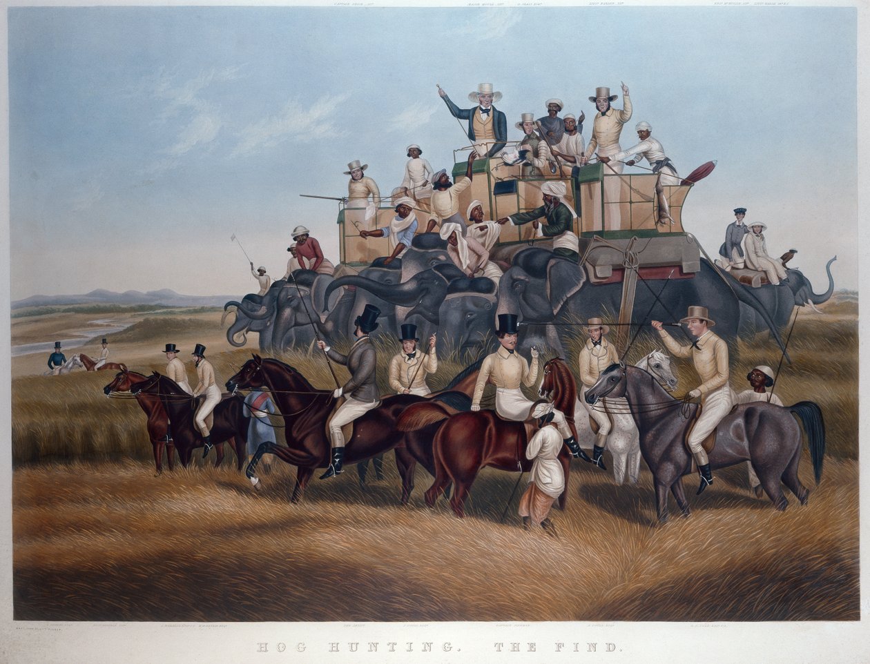 Domuz Avı: Bul, oyulmuş ve bar. Messrs Fores, c.1840 (renkli gravür) by Captain John (after) Platt