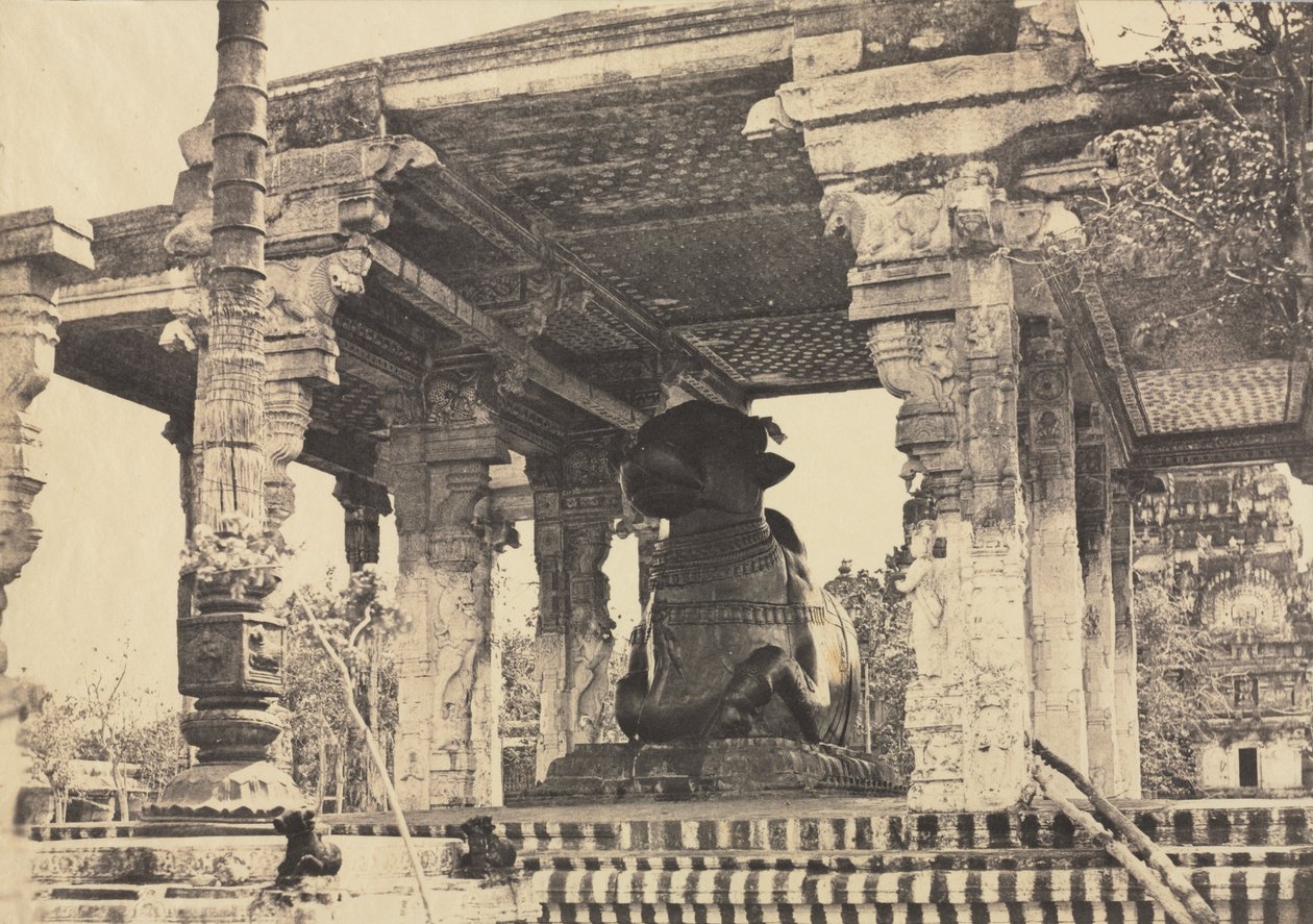 Büyük Pagoda, Büyük Boğa, Önden Görünüm, Tanjore, Hindistan (Rajarajesvara Tapınağı) by Captain Linnaeus Tripe