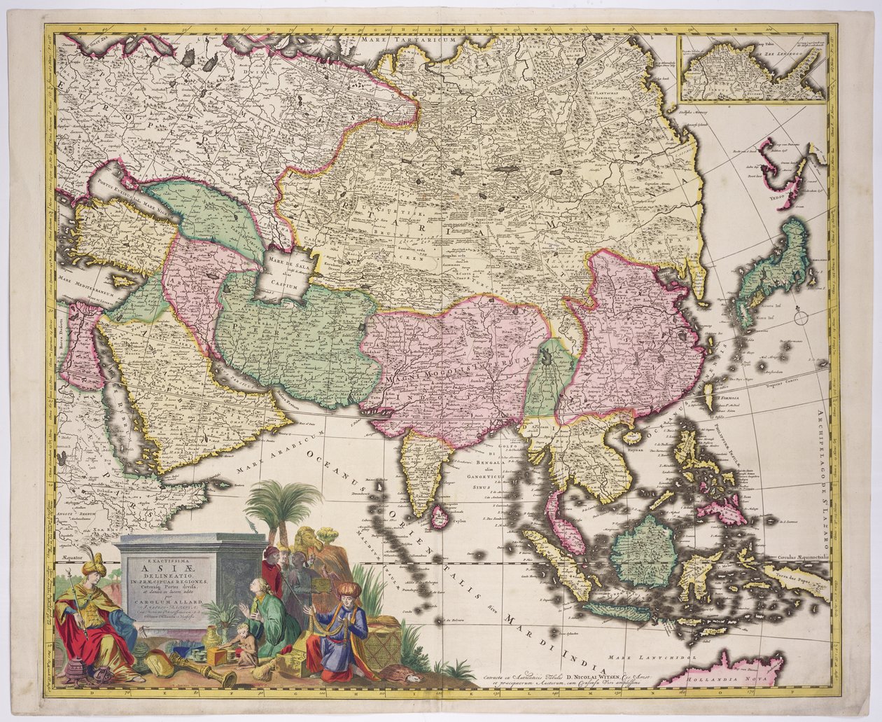 Asya, Tartaria, Japonya, Filipinler ve Doğu Hint Adaları Haritası, G. van Gouwen tarafından oyulmuş, c.1690 by Carel Allard