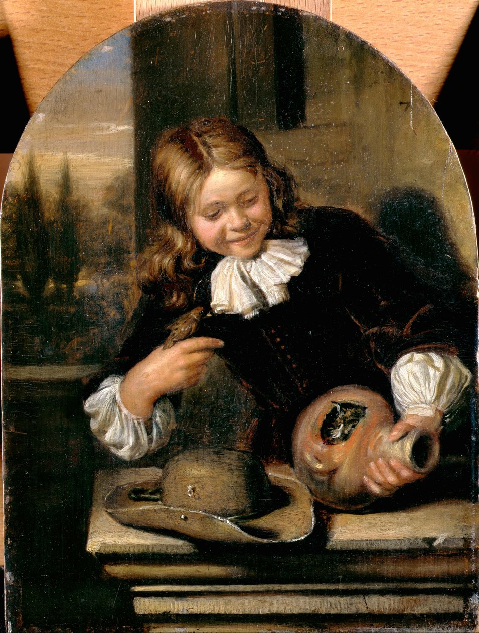 Flagon ve Kuş Yuvası Olan Çocuk by Carel De Moor