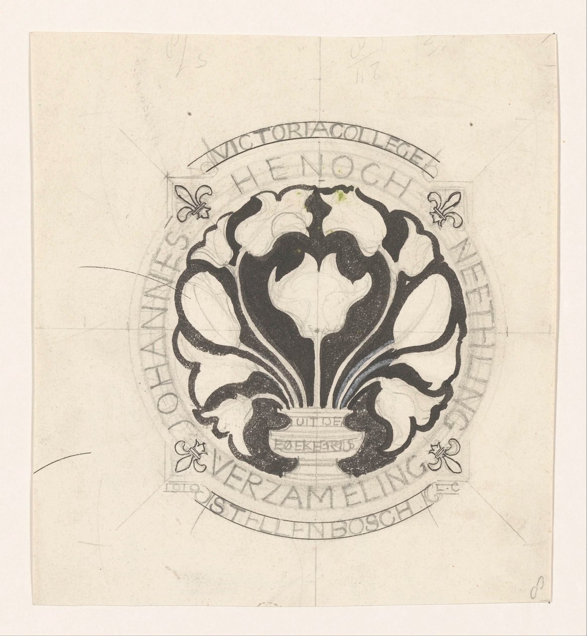 Johannes Henoch Neethling'in bir exlibris'i için tasarım by Carel Adolph Lion Cachet