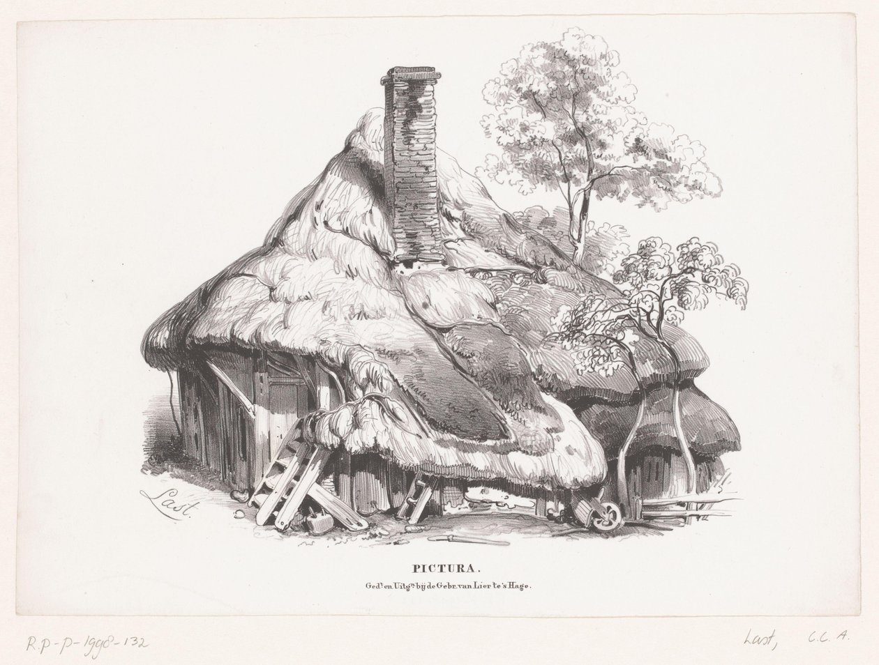 Çim çatılı çiftlik Pictura (nesne üzerinde seri başlığı) by Carel Christiaan Antony Last