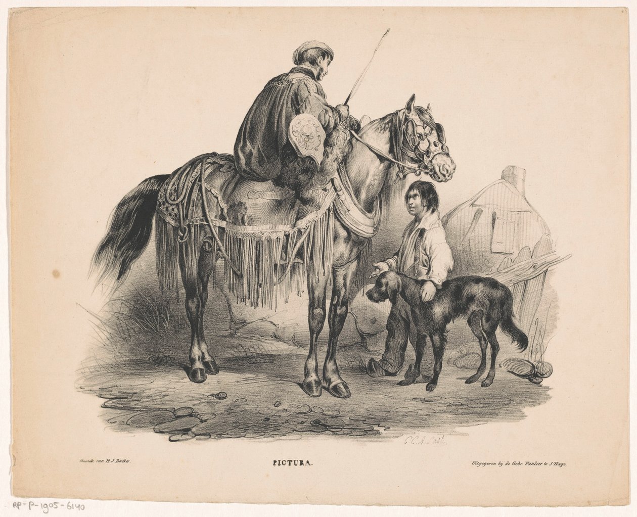 Asilzade at sırtında ve yalvaran çocuk Pictura (nesne üzerinde seri başlığı) by Carel Christiaan Antony Last