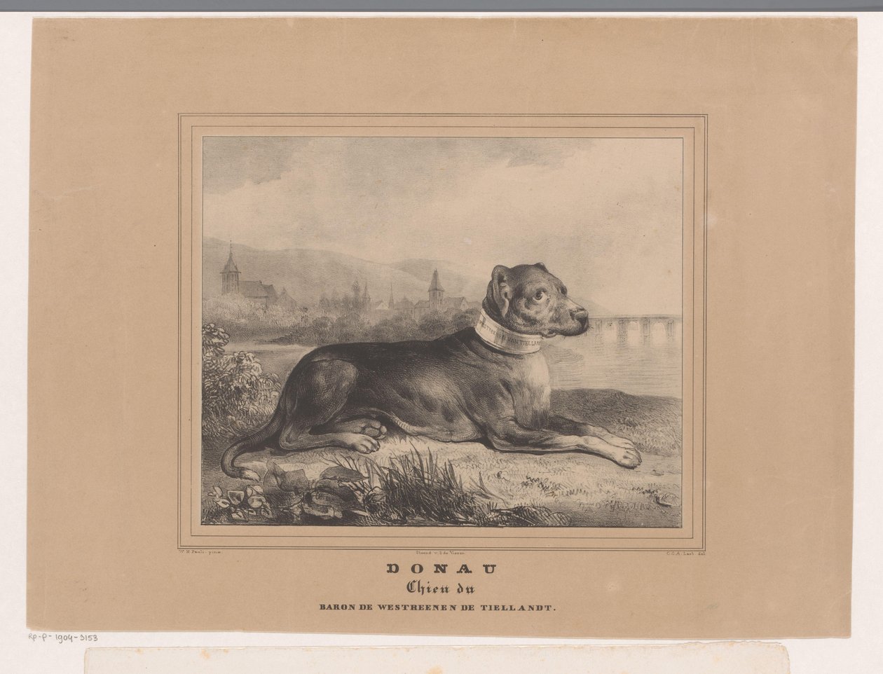 Köpek Tuna Tuna. Chien du Baron de Westreenen de Tiellandt (nesne üzerindeki başlık) by Carel Christiaan Antony Last