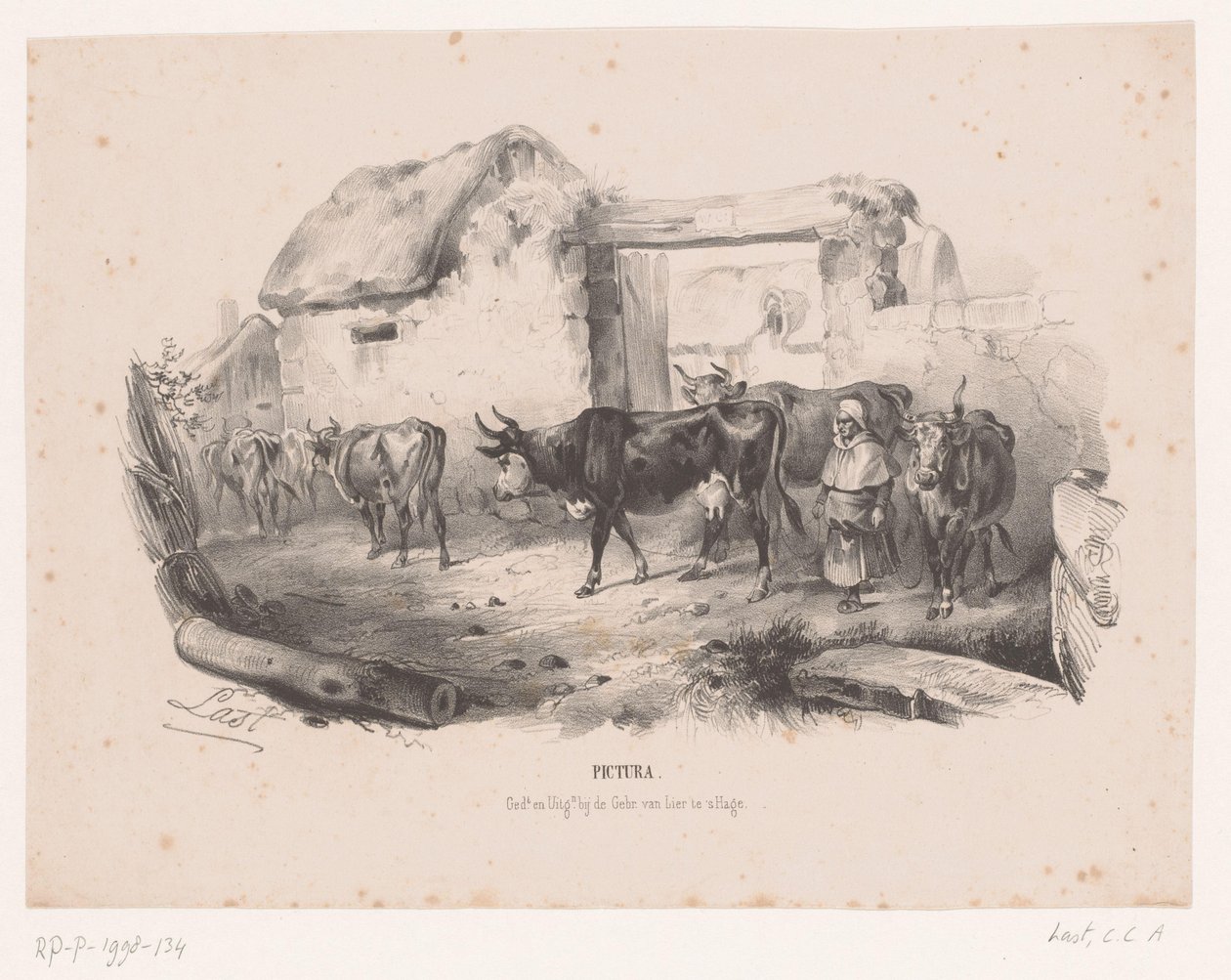 Çoban ile inek sürüsü Pictura (nesne üzerinde seri başlığı) by Carel Christiaan Antony Last