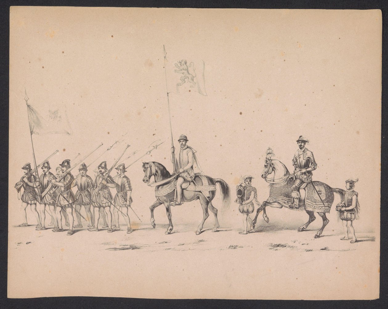 Utrecht Öğrencilerinin Maskeli Balosu, 1846 (Levha 2) İspanya Prensi II. Philip'in Utrecht'teki alayını tasvir eden kostümlü alayı tasviri, 3 Ekim 1549, 17 Haziran 1846, HH Studenten der Utrechtsche tarafından by Carel Christiaan Antony Last
