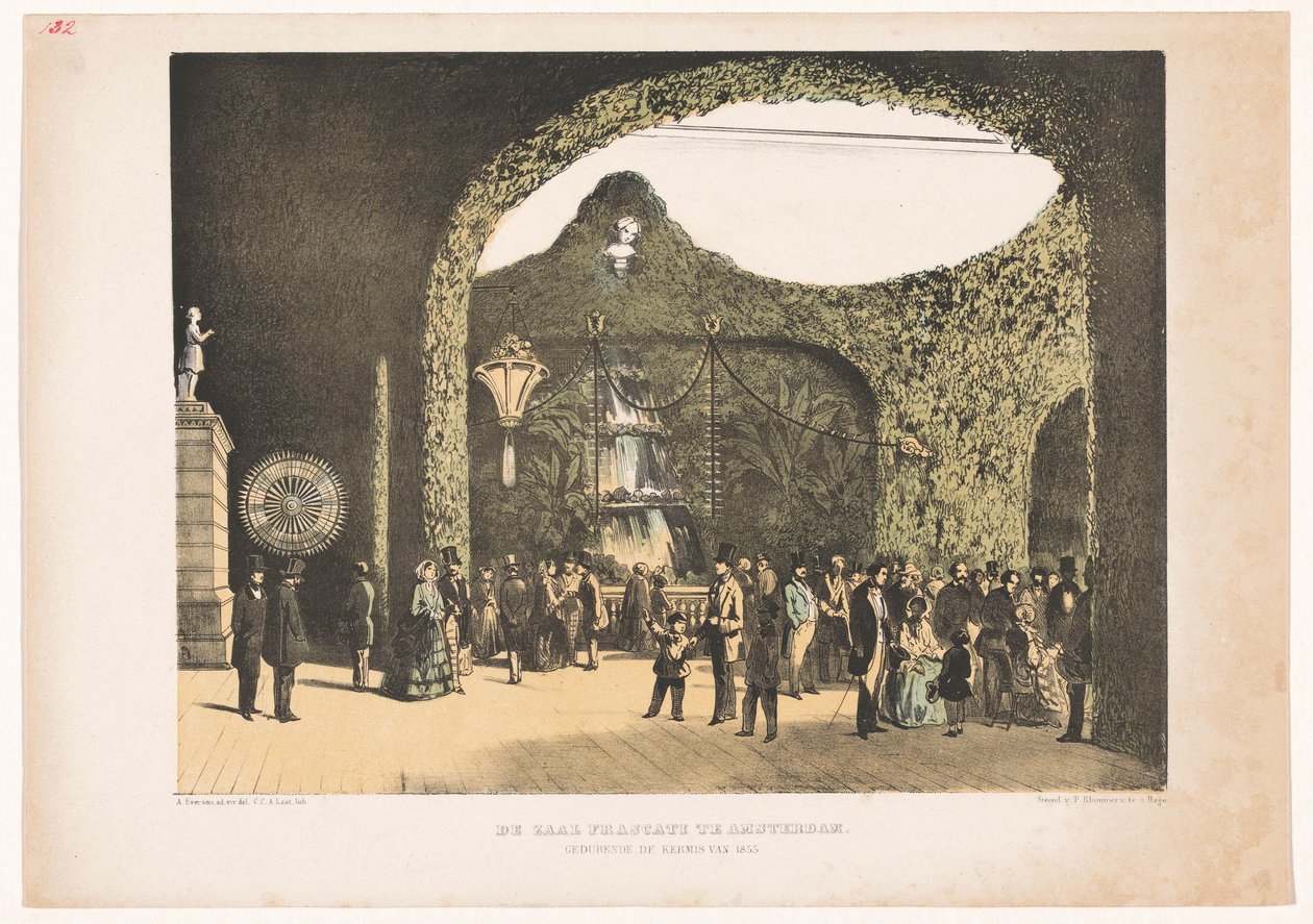1855 Amsterdam'daki Frascati Salonu 1855 fuarı sırasında Amsterdam'daki Frascati Salonu (nesne üzerindeki başlık) by Carel Christiaan Antony Last
